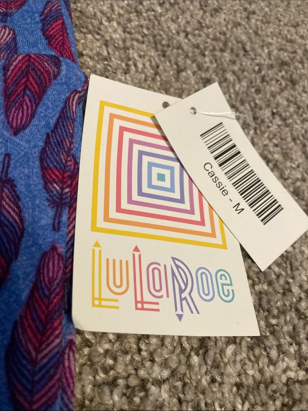 LuLaRoe Blue with Magenta Feather-Print Cassie Pencil Skirt - Picture 2 of 6